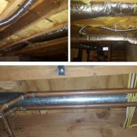 Before and after - replaced improper foil tubing with updated, safer aluminum ducting.