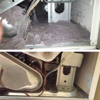 Before and after - a collection of lint has been removed from a dryer